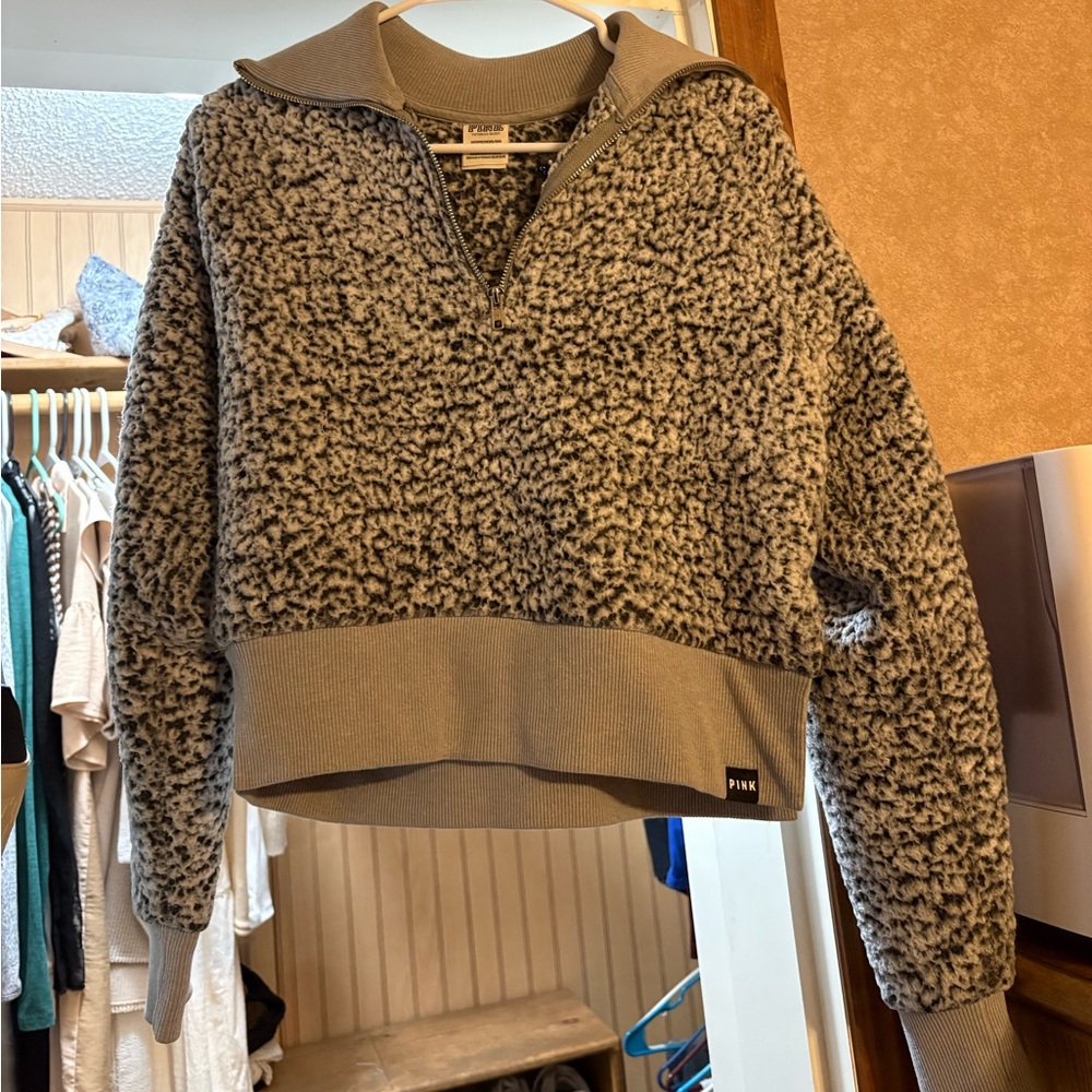 Victoria's Secret Gray and Black Fleece Jacket